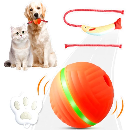 UUpet Interactive Dog Toys Dog Ball, Motion Activated Automatic Rolling Ball with Remote Control for Small/Medium/Large Dogs & Cats, Squeaky Dog Moving Ball Toys, Type-C Rechargeable (Fish)