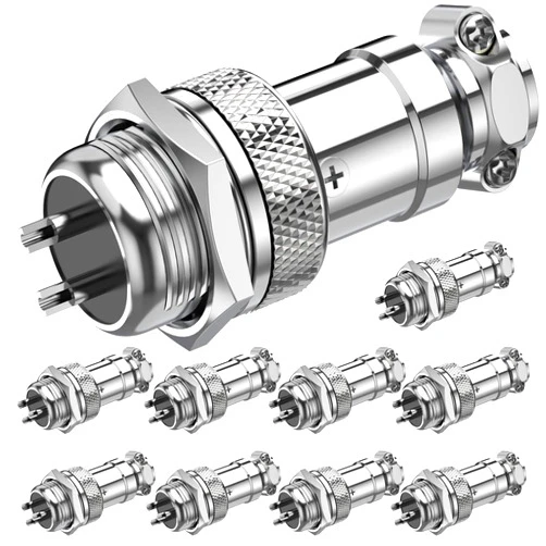 DIYhz GX16 2 Pins Panel Metal Mount Circular Metal Aviation Connector Adapter Male Female Plug Socket (10 Pcs)