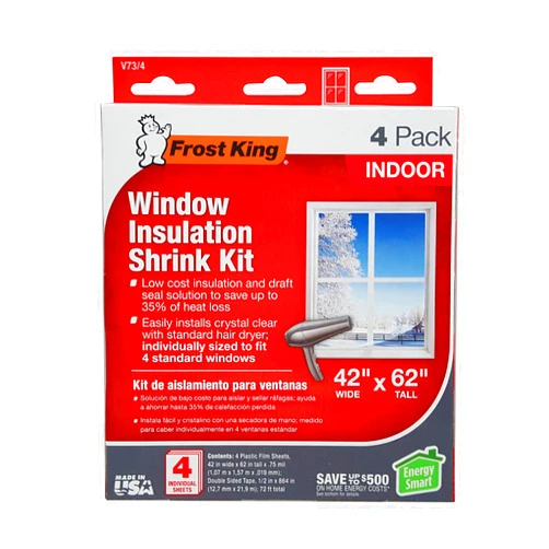 Frost King V73/4T Shrink Film Window KIT, 4-Pack, Clear, Transparent