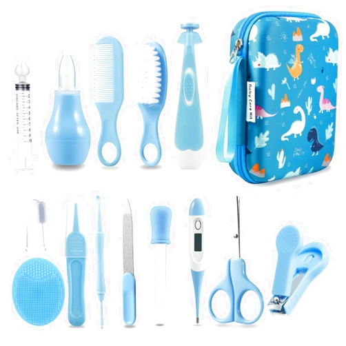 PandaEar Baby Healthcare and Grooming Kit, Baby Nursery Health Care Set, Electric Safety Nail Trimmer Newborn Essentials Kit for Infant Toddlers Kids (19 in 1, Blue)