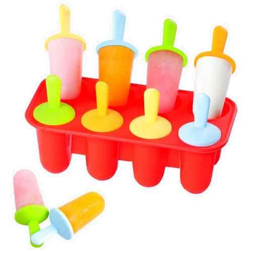 Miaowoof Popsicles Molds, 8-Cavity Silicone Popsicle Molds for Toddlers, Non-BPA Premium Silicone Small Popsicle Molds, Ice Pop Mold with 8 Colorful Reusable Sticks for Kids