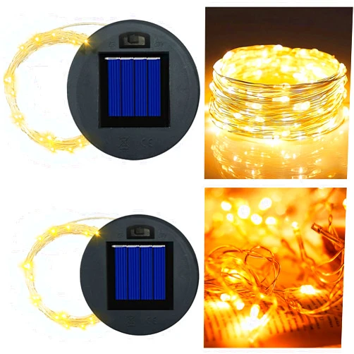 ASDFG Solar Light Replacement Top, Solar Panel Lantern Lid Lights, Outdoor Fairy Light Garden Accessories Waterproof Led Water Can Lights Replacement Parts 2 Pack (Warm/Warm)