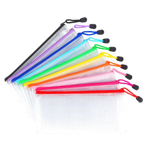 Tamaki 10 Pack Mesh Zipper Pouch Document Waterproof Zip File Bags Plastic Pencil Pouches A6 Size for Classroom Organization School Office Supplies(Colorful)