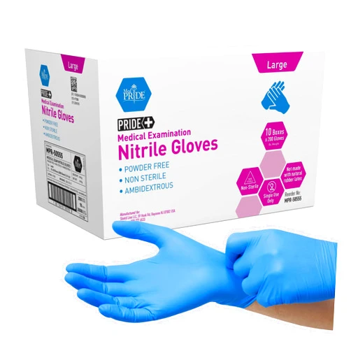 MED PRIDE Medpride Medical Examination Nitrile Gloves|Large Case of 2000| Blue, Latex/Powder-Free, Non-Sterile Exam Gloves| Professional Grade for Hospitals, Law Enforcement, Tattoo Artists, First Response