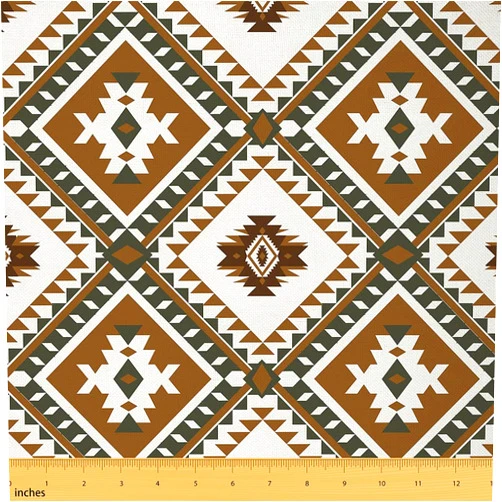 Erosebridal Rustic Farmhouse Upholstery Soft Fabric Western Boho Aztec Flannel Fabric by The Yard 1 Yard Green Brown Water-Repellent‌ Fabric for Chairs Geometric Indoor Home DIY Decor，Not Stretchy