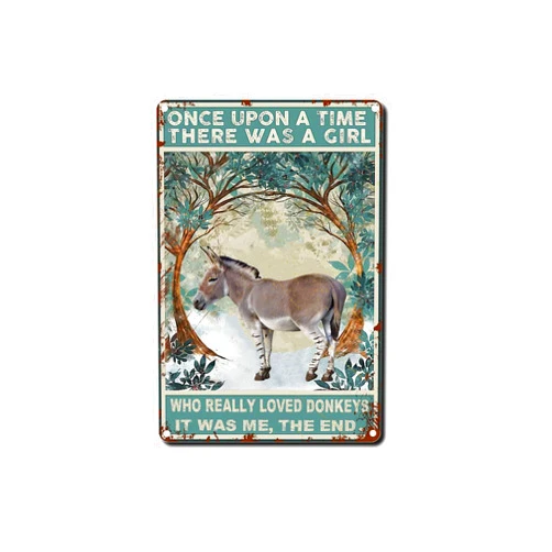ELIPOS Tin Sign There is a Girl who Really Loves Donkey Wall Art and Donkey Lovers of Old Fashioned Metal Signs Tin Sign Street Garage Cafe Bar Farm Wall Bathroom Decor 8x12inch