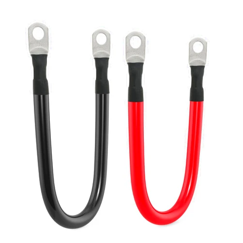 TUELETFU 1/0 AWG Gauge Battery Cable Power Inverter Cables with 3/8 Inch lugs for Solar Marine RV Car Truck Tractor Motorcycle 2pcs (1FT)