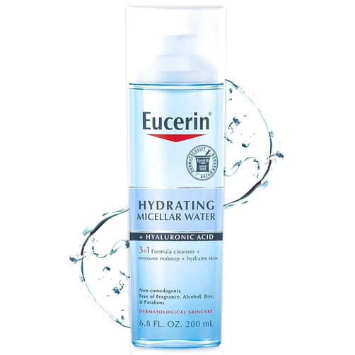 Eucerin Hydrating 3-in-1 Micellar Water, Formulated with Hyaluronic Acid, 6.8 Fl Oz Bottle