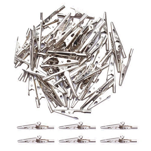 Ningrou 50 Pcs 51mm Metal Alligator Clips, 2 Inch Test Line Crocodile Clips, Silver Tone Nickel Spring Clamps for Electric Testing Work and Cable Lead Clip