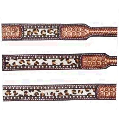 Rafter T Ranch Company Leopard Print Hair Inlay Dog Collar. Small: 12-14