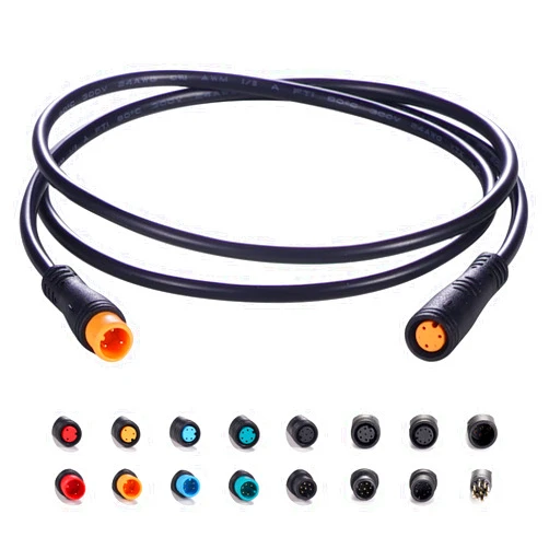 Baluoqi Extension Cable 2Pin/3Pin/4Pin/5Pin/6Pin/8Pin/9Pin Waterproof Plug Works for Electric Bicycle Light/Throttle/Ebrake/Display Ebike Parts Extend Cable (3pin 80cm)