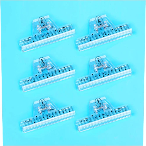 HilerPunk 6Pcs Plastics Music Book Clip,Music Sheet Clip Music Paper Clip,Music Page Holder,for Piano Guitar Violin Playing Instruments and Reading Books-Music Note Pattern