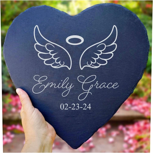 TIMBER BUBBLE Miscarriage Memorial Gift, Baby Loss Remembrance Stone, Personalized Infant Memorial Keepsake, Sympathy Gift for Stillbirth, Bereavement Garden Plaque, Pregnancy Loss Tribute (B02H)