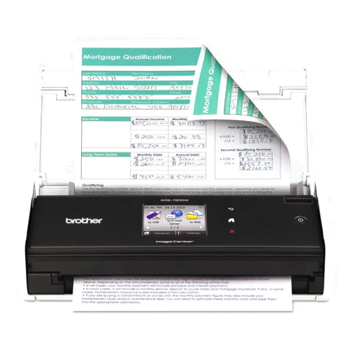 Brother ADS1500W ImageCenter ADS-1500W Wireless Compact Scanner, 600 x 600 dpi, 20 Sheet ADF