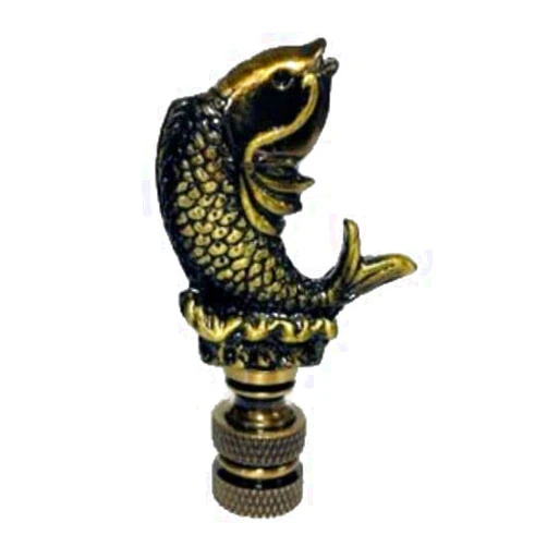 Texas Lamp Manufacturers FISH LAMP SHADE FINIAL, ANTIQUE-PLATED... 1/4-27 FINIAL THREAD FT-71