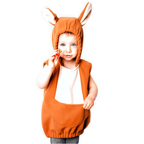 FEIBEL Kids Kangaroo Costume Boys Girls Furry Hooded Vest Cute Animal Costume Baby Wallaby Holiday Outfits