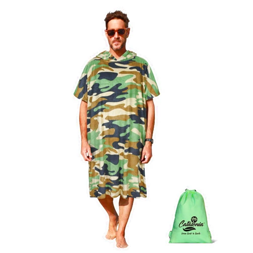 Catalonia Absorbent Surf Poncho Men Women, Quick Dry Towel Changing Poncho, Hooded Towel Poncho Adult, Changing Robe for Beach Surfing Swimming