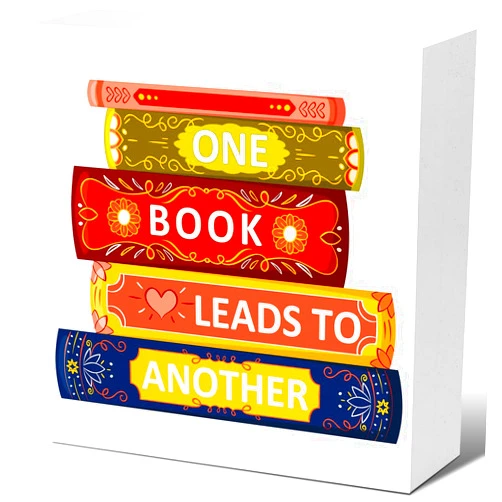 XBZHEN Book Lover Wood Block Sign,One Book Leads to Another Wooden Box Sign for Home Bedroom Bookshelf Library Bookish Book Reader Bookworm Nerd Decoration, Book Lover Gifts for Women Teen Girls 5