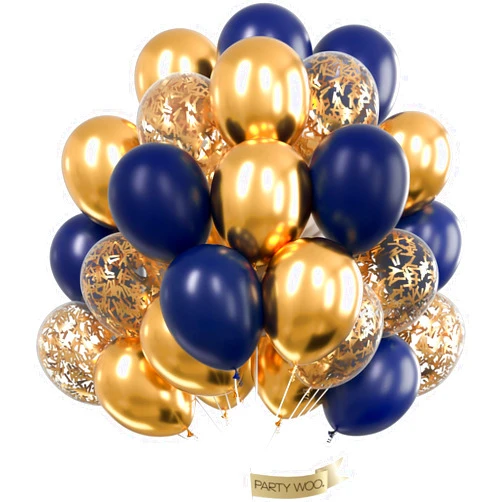 PartyWoo Navy Blue Gold Balloons, 40 pcs Latex Balloons, Navy Blue Balloons, Gold Confetti Balloons and Metallic Gold Balloons, Party Balloons for Navy Blue and Gold Wedding, Navy Gold Baby Shower