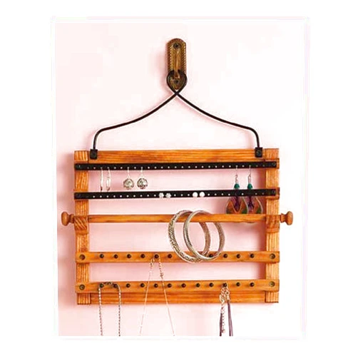 KNL Wooden Bohemian Design Jewelry Hooks Storage Hanging Organizer (Space Saver)