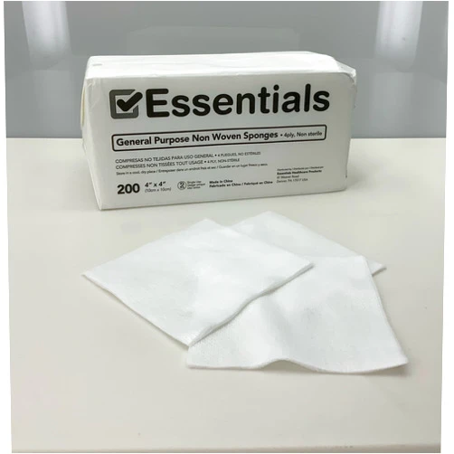 Essentials Healthcare Products Essentials Non-Sterile Gauze Sponges – 200 Count, 4-Ply, 4’’ x 4’’ Gauze Pads, One Package, Non-Woven Gauze Sponges, Wound Care Product for First Aid Kit/Medical Facilities