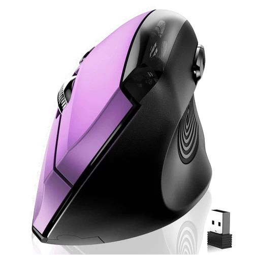 memzuoix Ergonomic Mouse Wireless,2.4G Optical Cordless Mice with 800/1200/1600 DPI,Vertical Computer Wireless Mouse for Laptop, Mac,PC,Desktop (for Right Hand, Large),Purple Mouse