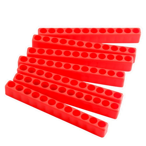LDEXIN 20Pcs 12 Holes Hex Shank Screwdriver Bit Holder, Plastic Screwdriver Head Storage Case, Drill Bit Storage Case, Screwdriver Head Holder Organizer Fit for 1/4 Inch Hex Shank, Red