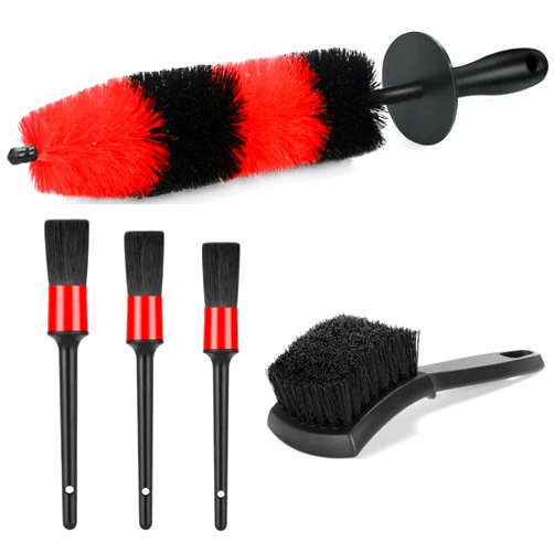 Fitosy Car Wheel Rim Tire Brush Set, Detailing Wash Kit, Long Soft Detail Brushes Accessories for Automotive Cleaning Wheels, Interior,Exterior,Dirty Tires