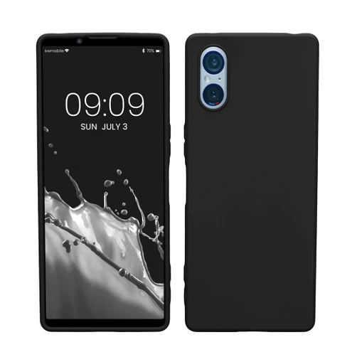 kwmobile Case Compatible with Sony Xperia 5 V Case - Soft Slim Protective TPU Silicone Cover - Black