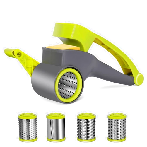 MASTERTOP Cheese Grater,Handheld Rotary Cheese Graters with 2 Stainless Steel Drums,Kitchen Grater for Hard Cheese, Vegetables,Nuts,Chocolate