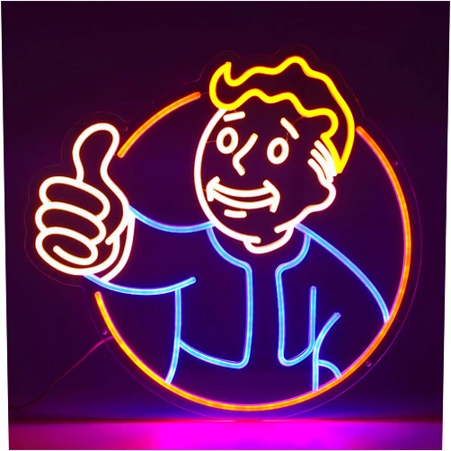 IMKZYNB Vault Boy Neon Sign Fallout Merchandise for Wall Decor Dimmable Game Neon Sign for Wall Decor Man Cave Decor Bedroom Light Up Signs Teen Game Room Decor(20 x 19In)