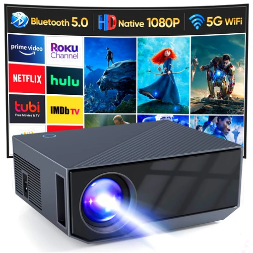 Wielio Projector with WIFI and Bluetooth, 1080P Native Full HD Video Projector, 18000L Movie Projector, 300