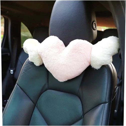 Seemehappy Pink Heart Comfortable Car Seat Pillow for Driving,Head Rest Cushion,Cute Neck Pillow for Travelling and Home-Headrest Pillow 1 PCS