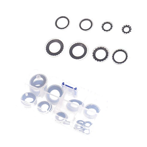 Yumfugu 30 PCS Air Conditioning Compressor Gasket, Multiple Specifications Leak-Proof Seal Ring Combination Set, High Temperature Resistant A/C System Port Washer, Universal for Most Cars (Black)