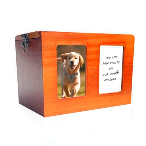 WANTKA Pet Urns for Dog Pet Cremation Box Wooden Dog Cremation Box for Ashes Cat Urns Pet Memory Box with Photo Frame Memorial Card for Pet
