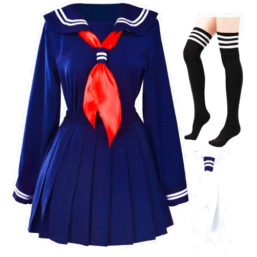 Elibelle Classic Japanese School Girls Sailor Dress Shirts Uniform Anime Cosplay Costumes with Socks Set