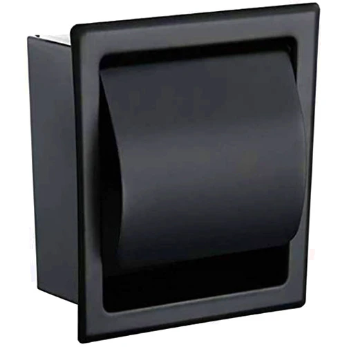 YQWY Zuoao Built-in Toilet Paper Holder Wall-Mounted Bathroom Stainless Steel roll Paper Box Concealed Tissue Holder,Black-Black