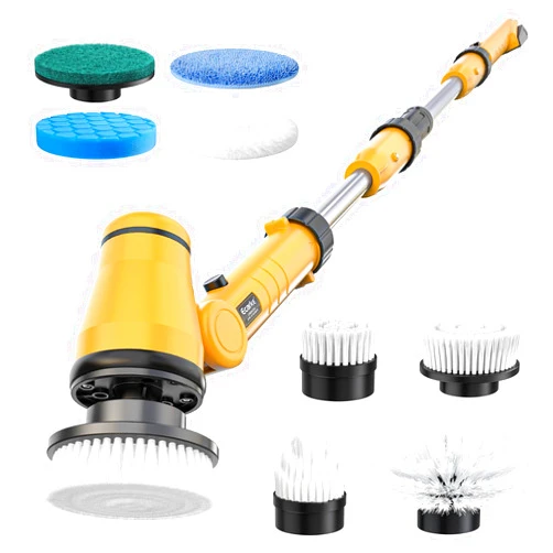 Ecarke Electric Spin Scrubber Compatible with DeWalt 20V Battery, Ecarke Cordless Cleaning Brush with 4-Stage Handle, 8 Cleaning Heads for Bathroom/Floor/Kitchen/Tub/Tile, 2 Speeds – Tool Only
