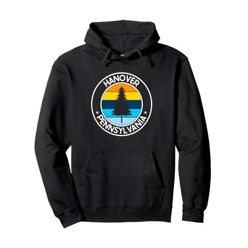Pennsylvania City Pride Pine Tree Retro Sunset Hanover Pennsylvania PA USA City Pride Retro Sunset Pullover Hoodie