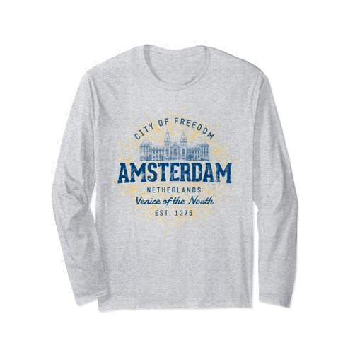 Amsterdam Souvenirs by Treaja Netherlands Vacation Souvenir Vintage Amsterdam Long Sleeve T-Shirt