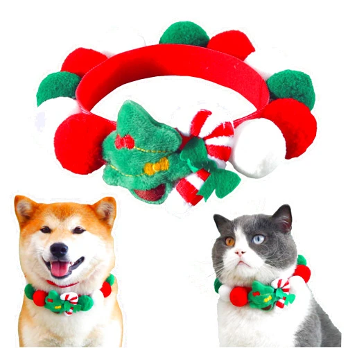YOOLEETC Pet Christmas Dog Cat Scarf | Christmas Dog Cat Neck | Christmas Dog Cat Collar | Christmas Cat Dog Saliva Towel & Pet Dress-Up Accessories and Christmas Parties (Type E)