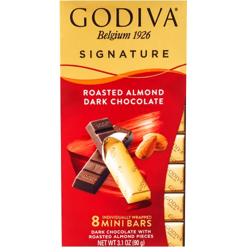 Godiva Chocolatier Godiva Signature Roasted Almond Dark Chocolate Mini Bars - 3.1oz