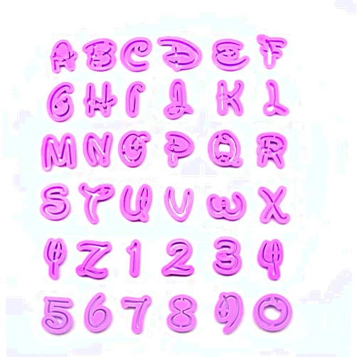 BNUOYEE Set of 36pcs DIY Letters Numbers Cake Mould Fondant Sugarcraft Cookies Plunger Cutter Mold Decorating Tools