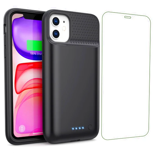 QTshine Battery Case for iPhone 11/XR, 2024 Upgraded 7500mAh Ultra-Slim Portable Battery Charging Case Rechargeable Protective Extended Battery Pack for iPhone 11/XR Charger Case Cover 6.1 Inch-Black