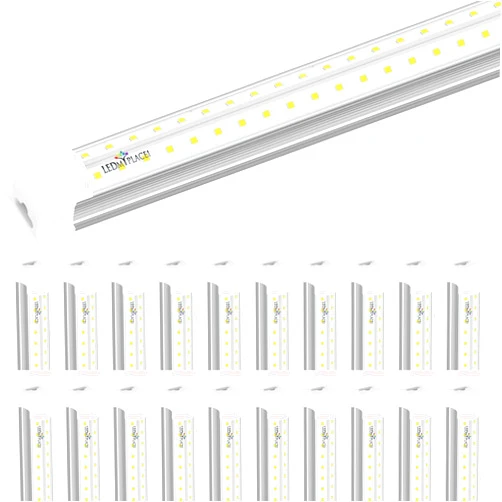 LEDMyplace.com LEDMyplace 60W 8ft T8 V Shape Integrated LED Tube Light, 7200 Lumens, 6500K Daylight White, 80>CRI, ETL Listed, Plug and Play Linkable for Warehouse, Garage, Pack of 20