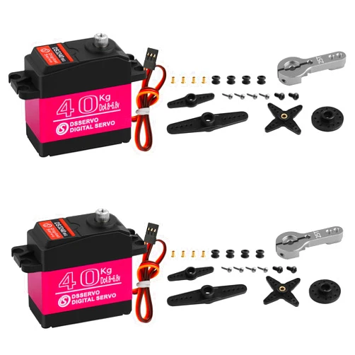 HOOYIJ 2 Pack High Torque 40KG Digital Servo, DS3240MG Full Metal Stainless Steel Gear Waterproof Steering RC Servo, for 1/8 1/10 Scale RC Car Crawler Buggy Airplane Control Angle 180°