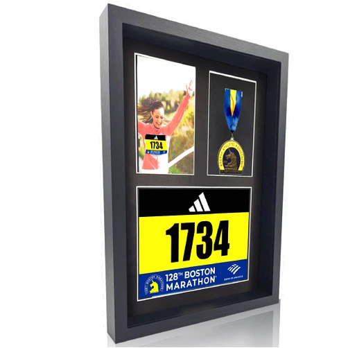 MedalAwardsRack 3 in 1 Shadow Box Display (Medal, Race Bibs, and Photo Display) – Marathon Medal Display, Marathon Medal Frame, Triathlon and Running Bib Holder.