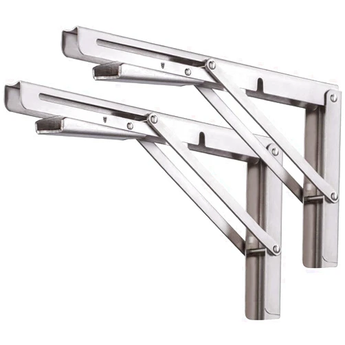 Pynsseu Folding Shelf Brackets 12 Inch, Pynsseu Heavy Duty Stainless Steel Collapsible Wall Mounted Shelf Bracket for DIY Table Work Bench, Space Saving DIY Bracket, 2 Pack