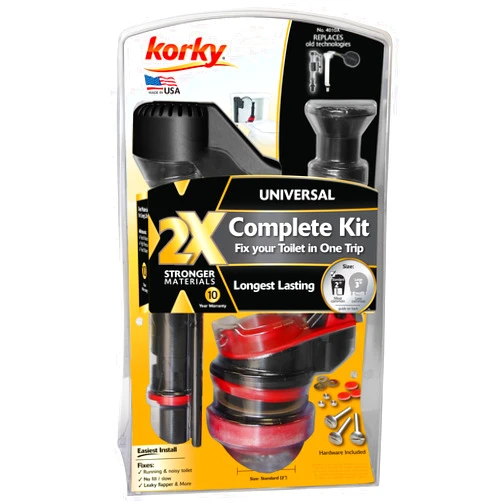 Korky 4010XP 2X Long-Life Standard 2-inch Complete Toilet Repair Kit, Black