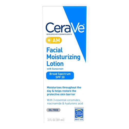 CeraVe AM Facial Moisturizing Lotion SPF 30 | Oil-Free Face Moisturizer with Sunscreen | Non-Comedogenic | 3 Ounce